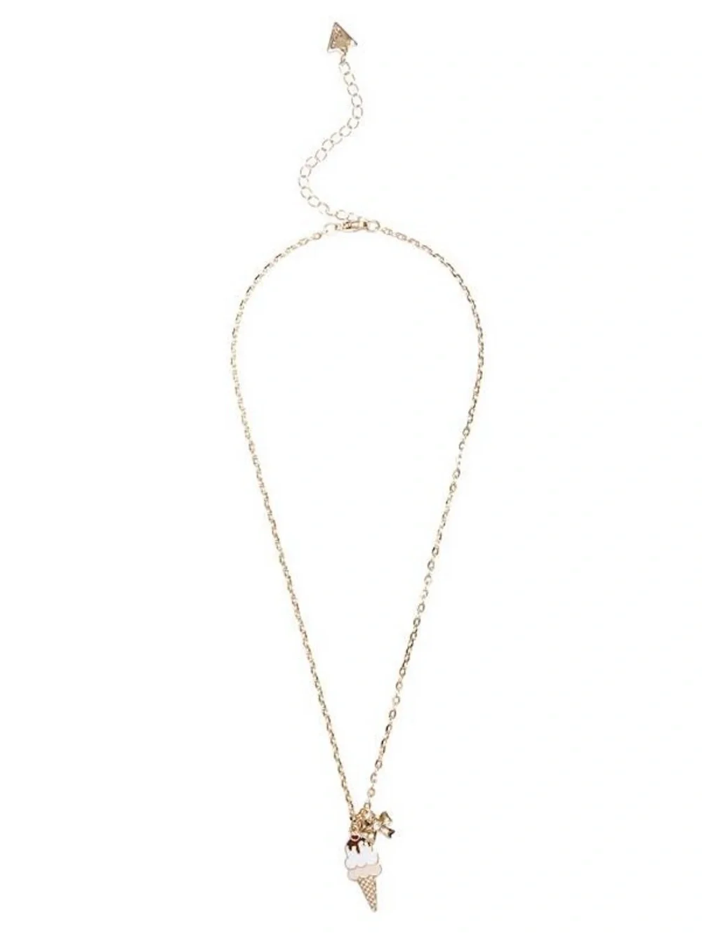GUESS Girl's Gold-Tone Ice Cream Cone Pendant Pastel Necklace & Adjustable Ring🍦